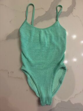 Hunza G Mint Green Textured One-Piece Swimsuit